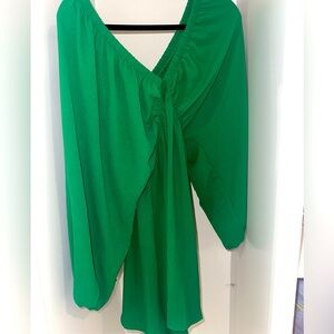 Green off the shoulder dress